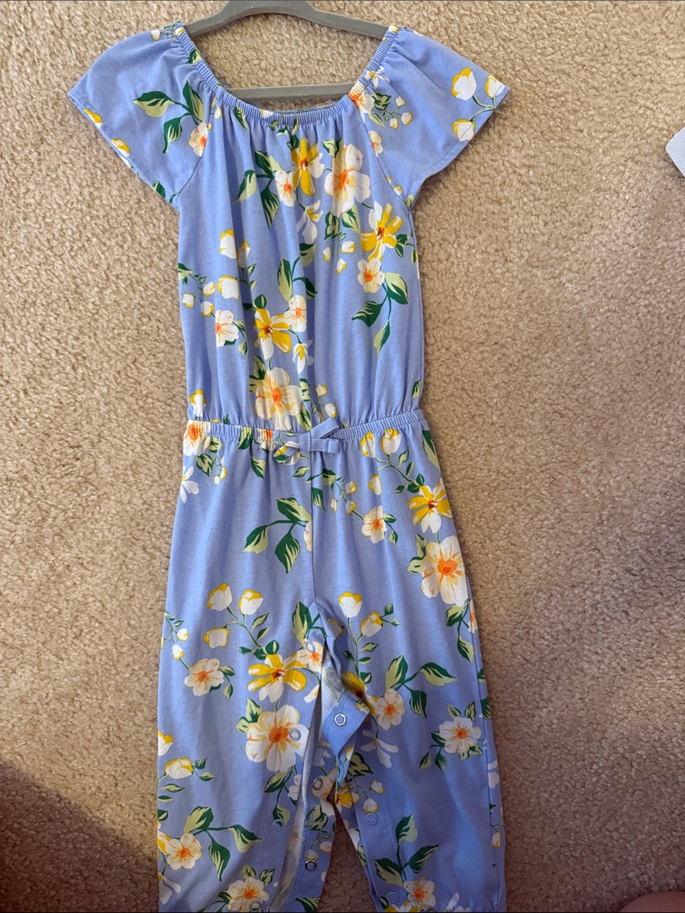 The Children's Place 18-24m Floral Off-Shoulder Romper button bottoms like new